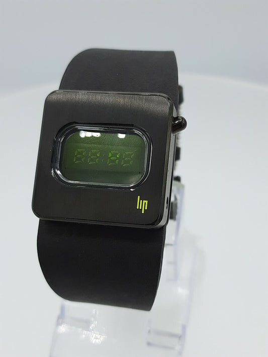 Montre numérique homme LIP 1871122 diode full noir vert LED design français 5ATM