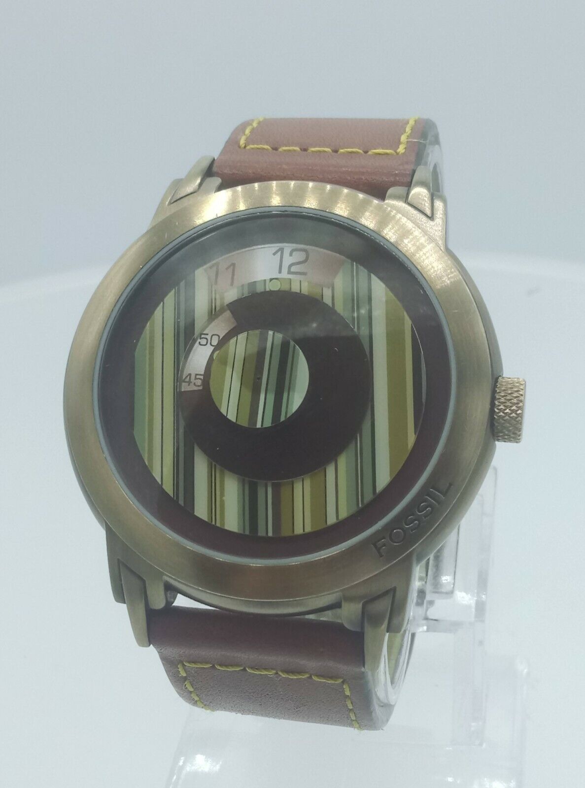 Fossil Authentic JR9638 men's jumphour watch NOS copper case JR-9638 analog 5ATM