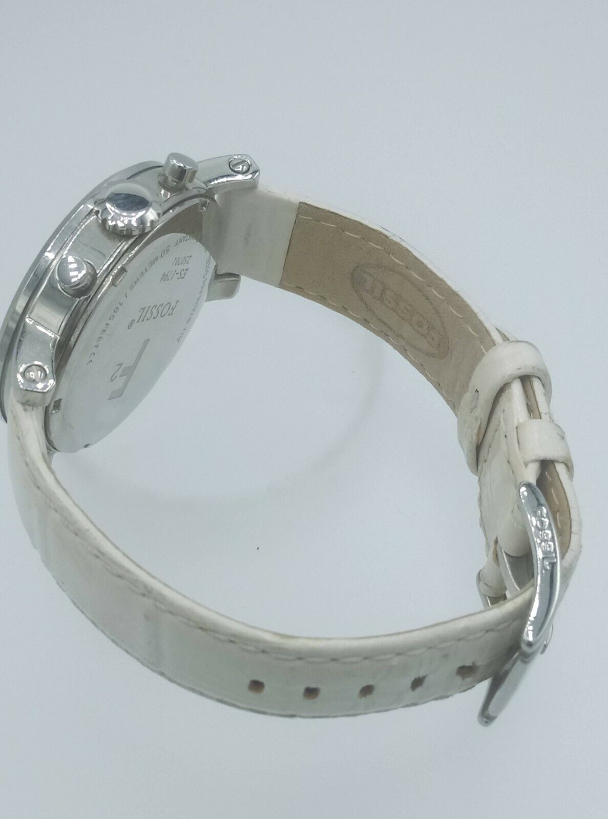 Fossil F2 ES1794 ladies chronograph watch white strap ES-1794 analog 5 ATM