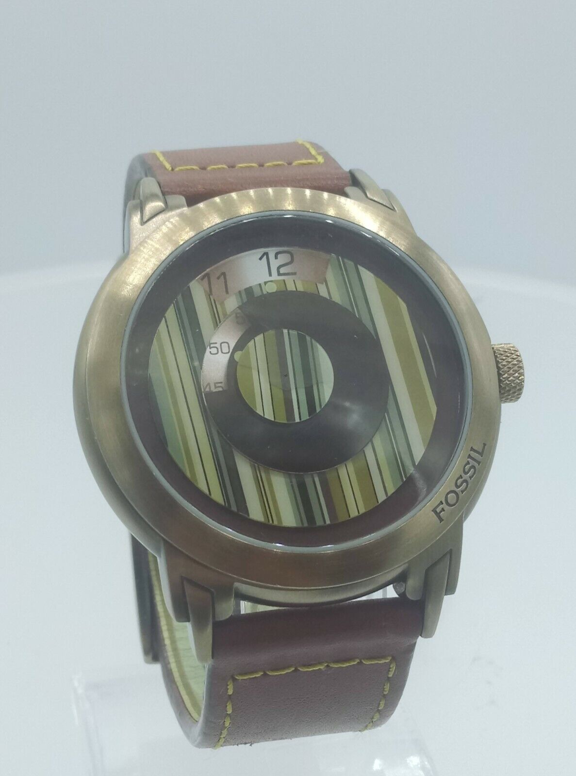 Fossil Authentic JR9638 men's jumphour watch NOS copper case JR-9638 analog 5ATM