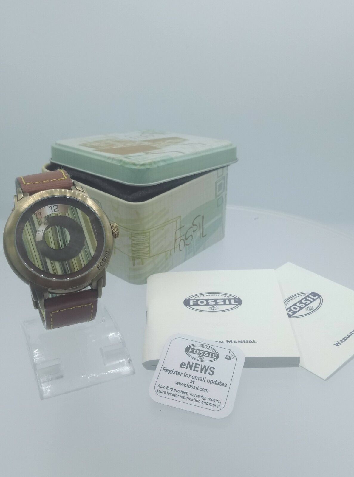 Fossil Authentic JR9638 men's jumphour watch NOS copper case JR-9638 analog 5ATM