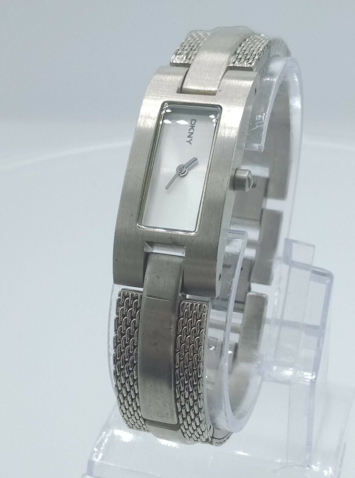 DKNY NY3002 ladies full steel time only watch mesh accents bracelet NY-3002 3ATM