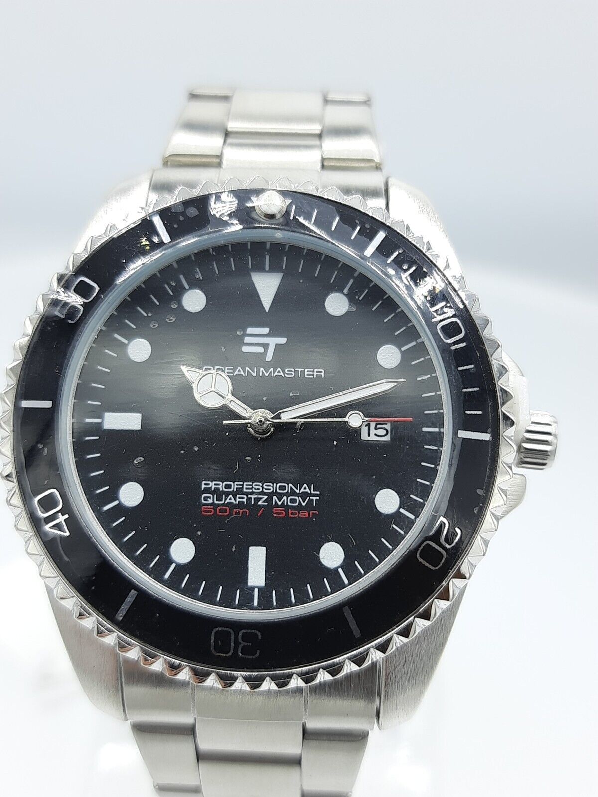 Ocean Master men's wristwatch NOS black dial  analog 5 ATM