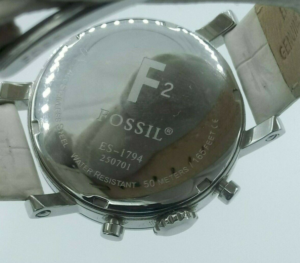 Fossil F2 ES1794 ladies chronograph watch white strap ES-1794 analog 5 ATM