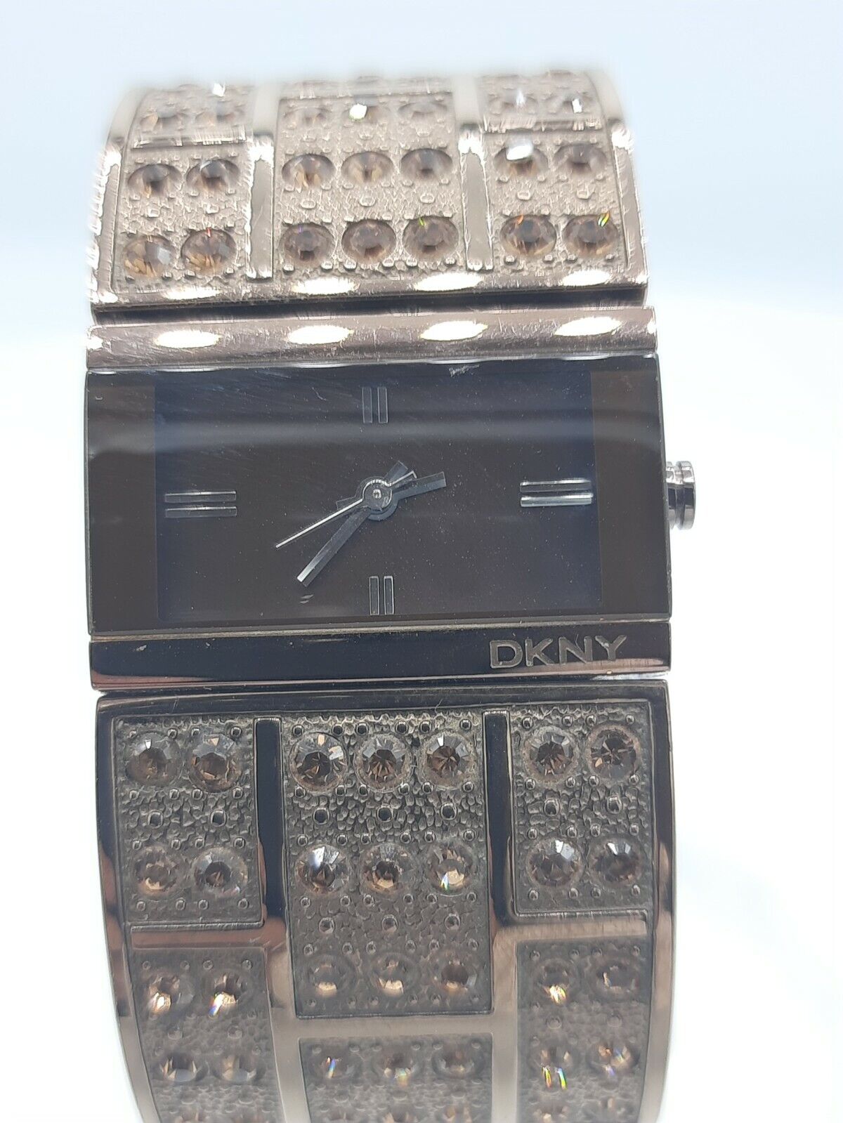 DKNY NY3895 ladies full bronze time only watch diamonds inserts NY-3895 3 ATM