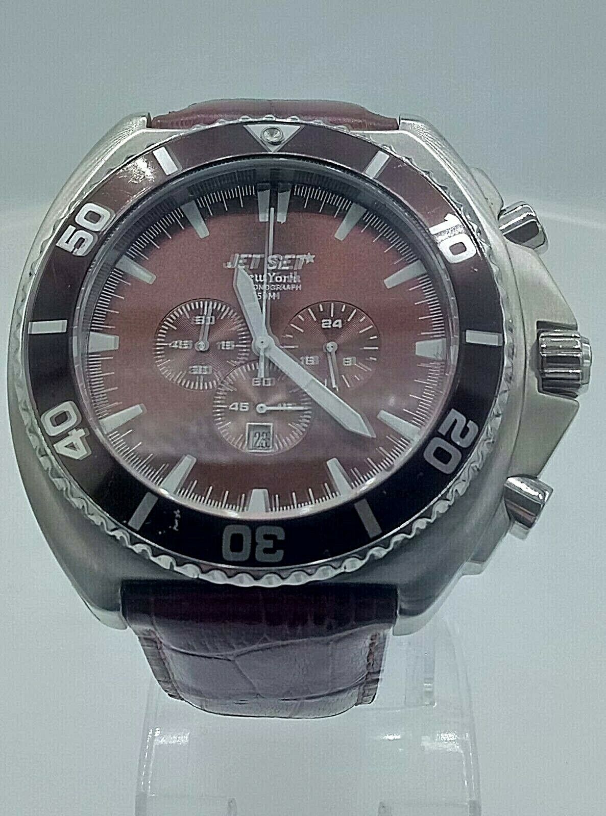 jet Set J1580 men's XXL chrono watch New York Bordeaux red J-1580 5 ATM