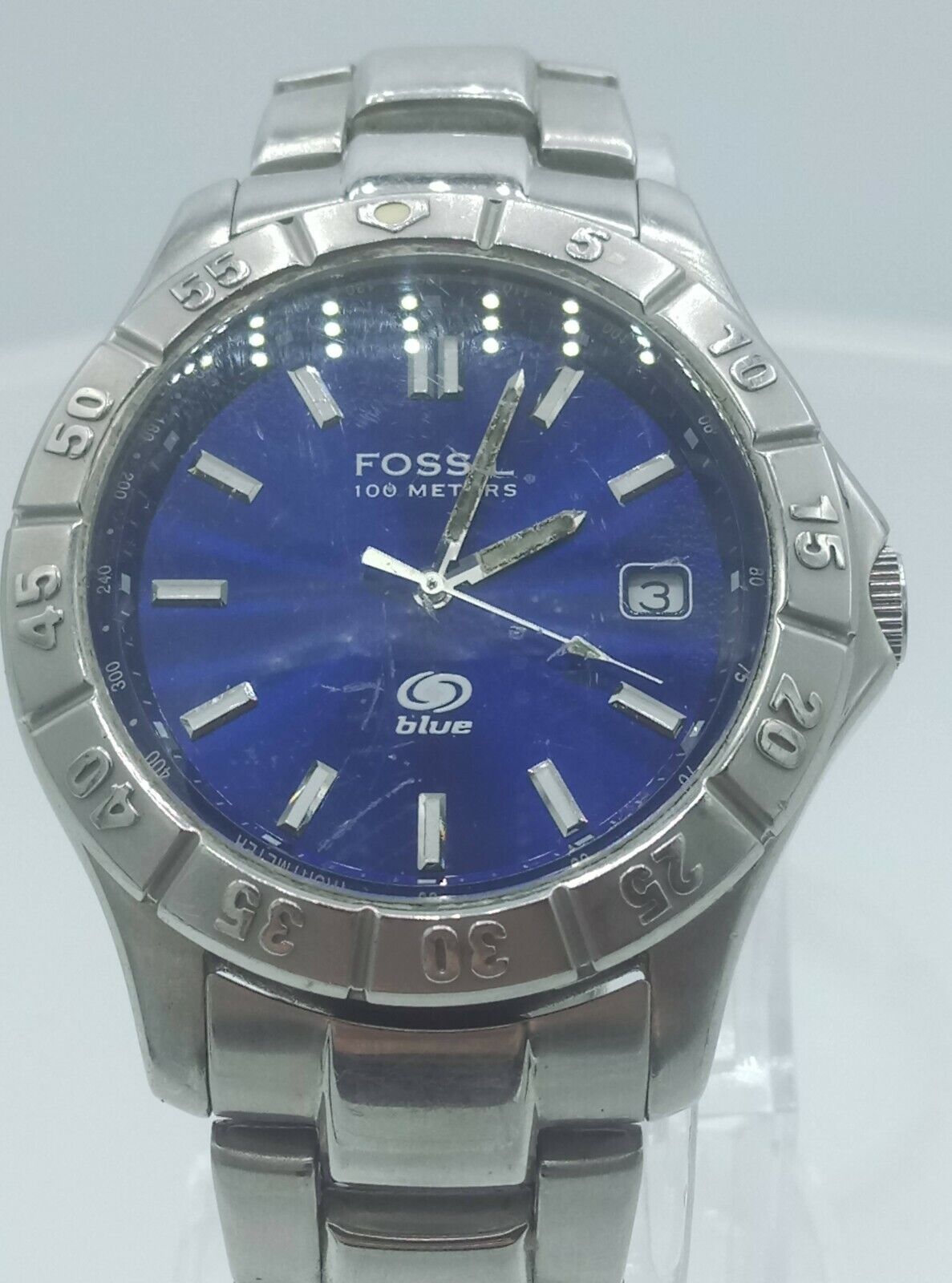 Fossil Blue AM3772 men's watch solid stainless steel AM-3772 analog 10 ATM