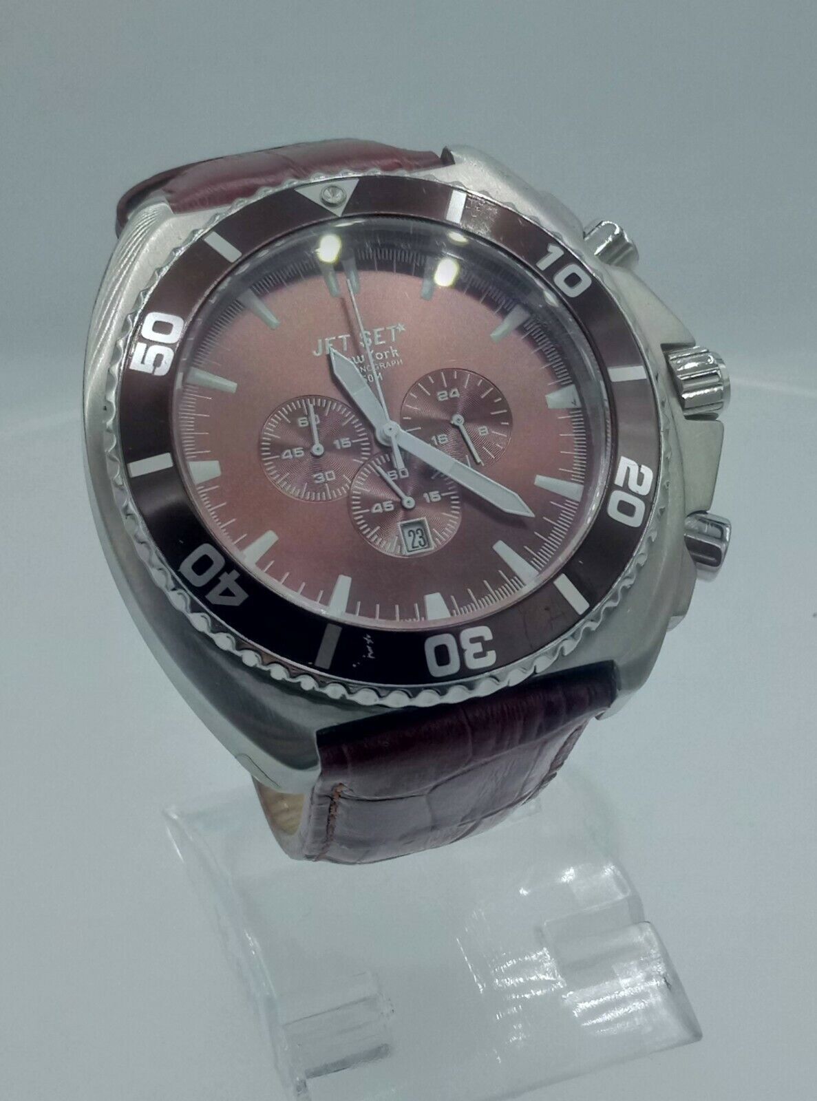 jet Set J1580 men's XXL chrono watch New York Bordeaux red J-1580 5 ATM