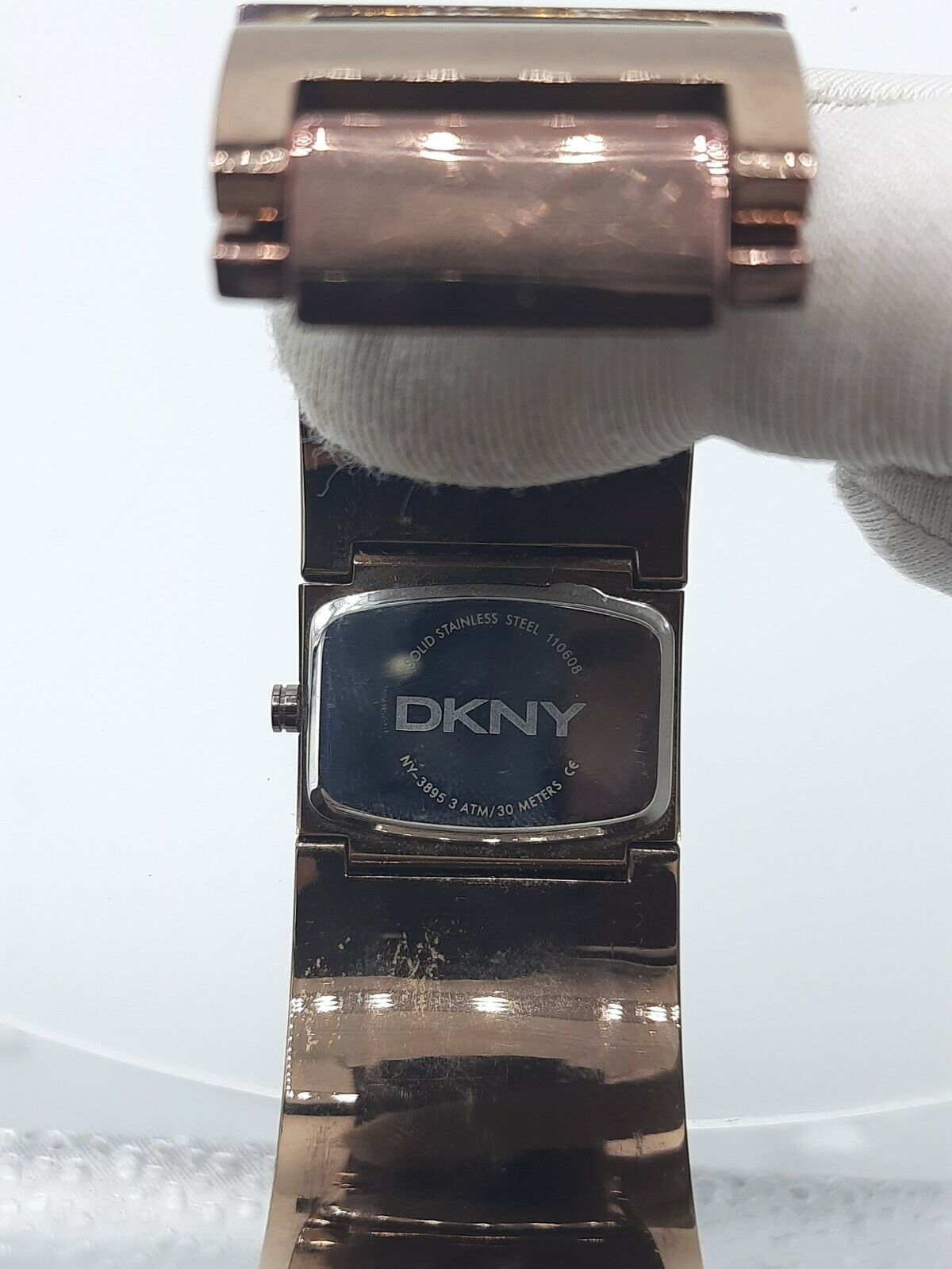 DKNY NY3895 ladies full bronze time only watch diamonds inserts NY-3895 3 ATM