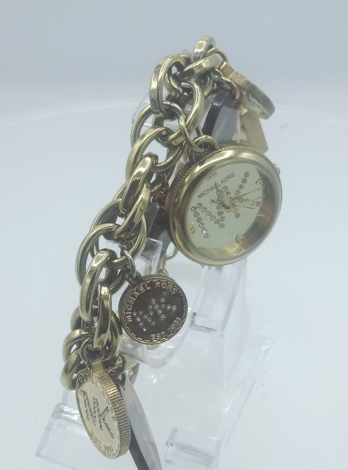 Michael Kors MK3081 ladies chain watch diamonds insert gold tone MK-3081