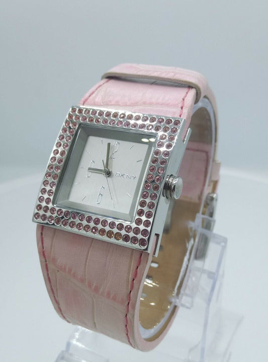 DKNY NY3370 ladies watch pink diamonds inserts pink strap NY-3370 3 ATM