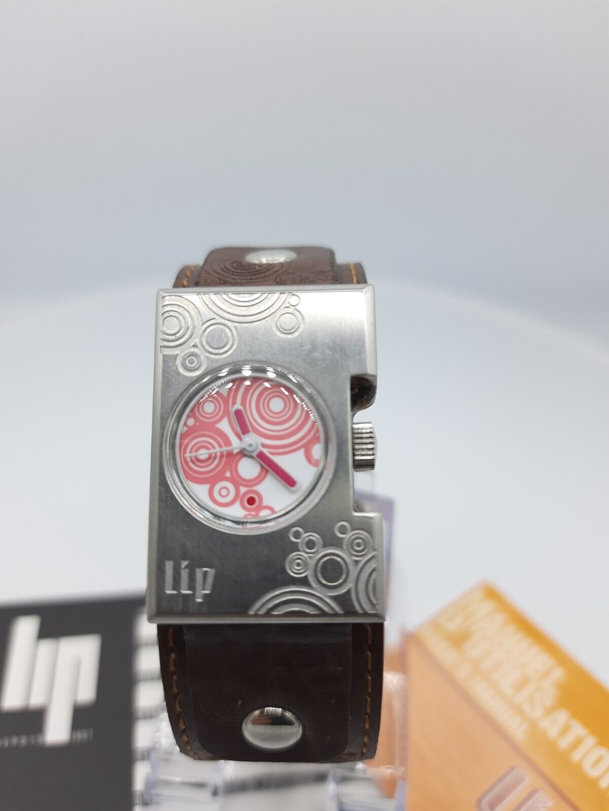 LIP 1870732 ladies analog watch Vinyl pink/brown French design 3ATM