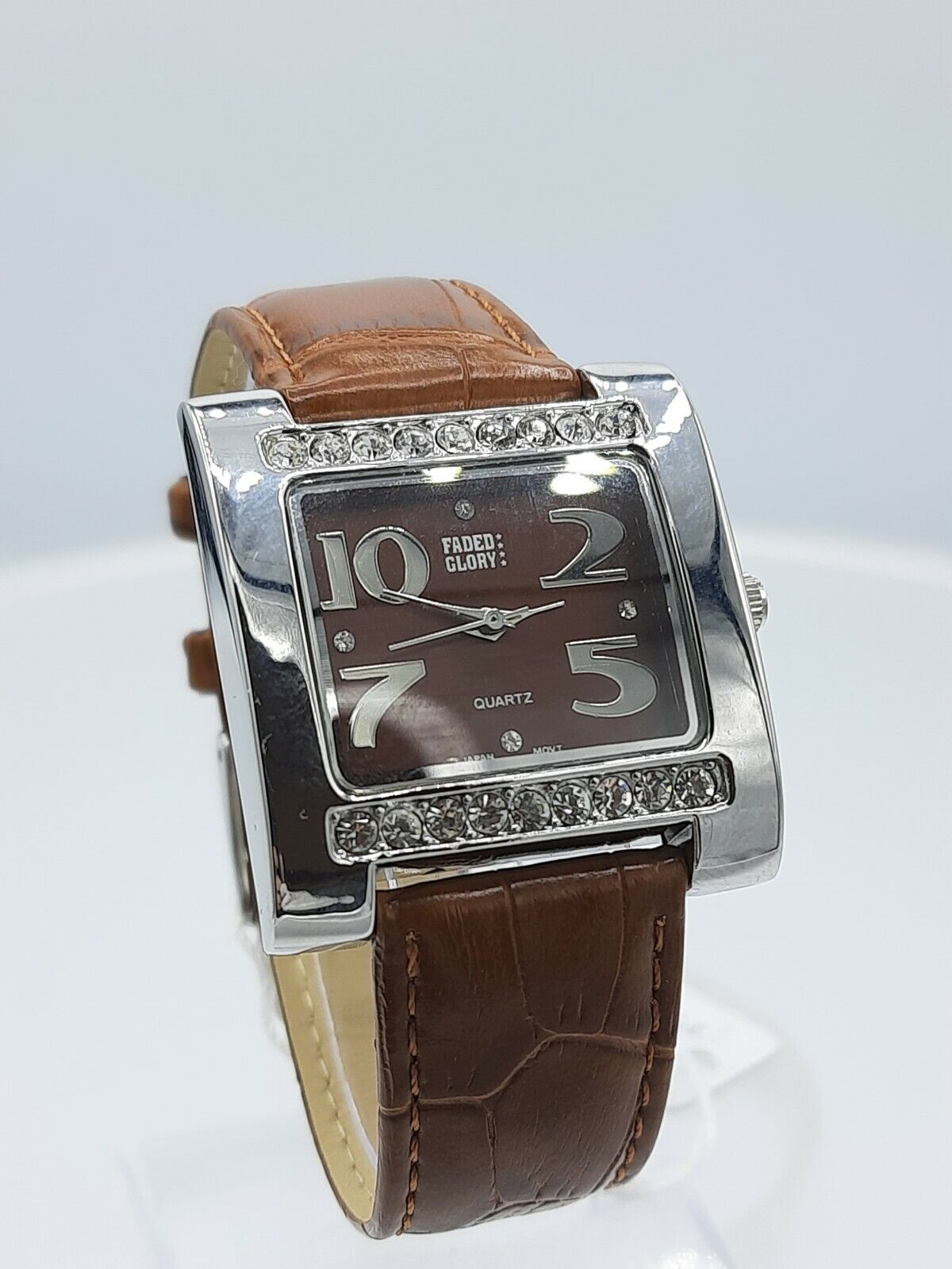 Faded Glory Ladies cool looking vintage watch brown diamonds inserts 3 ATM