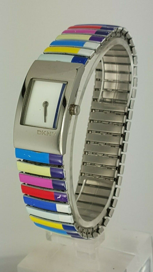 DKNY NY 4174 ladies watch Fixoflex rainbow colored bracelet NY-4174 analog 5 ATM