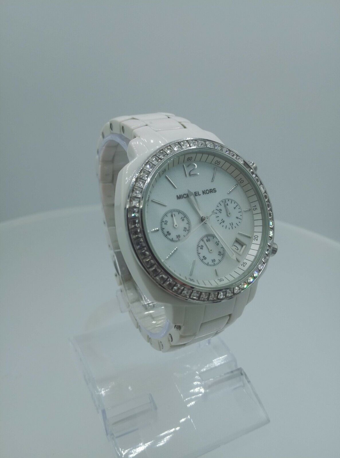 Michael Kors MK5079 ladies watch white plastic chrono watch MK-5079 5 ATM