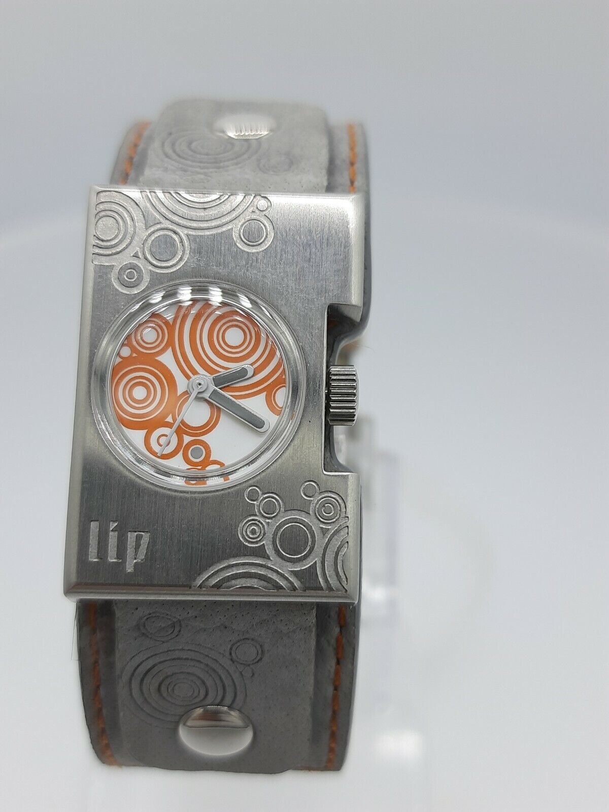 LIP 1870712 ladies analog watch Vinyl orange/grey French design 3ATM