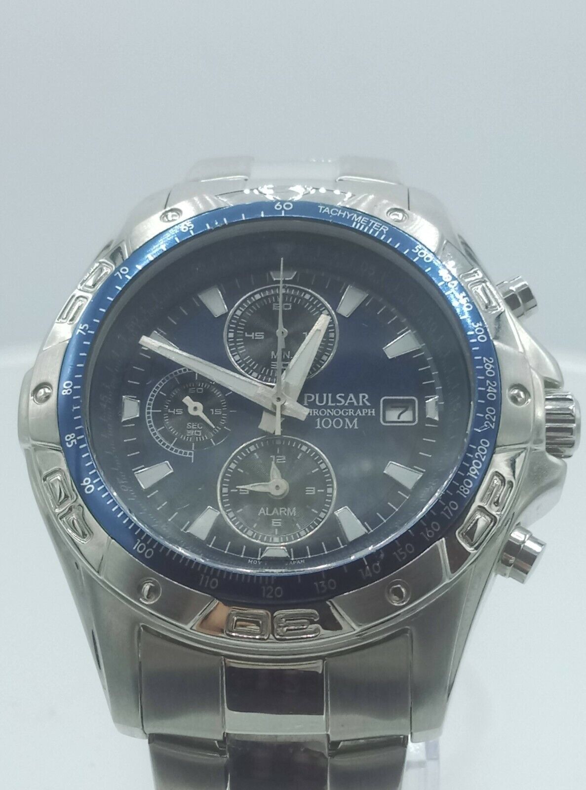 Pulsar VM82X194 men's chrono watch solid stainless steel VM82-X194 analog 10 ATM