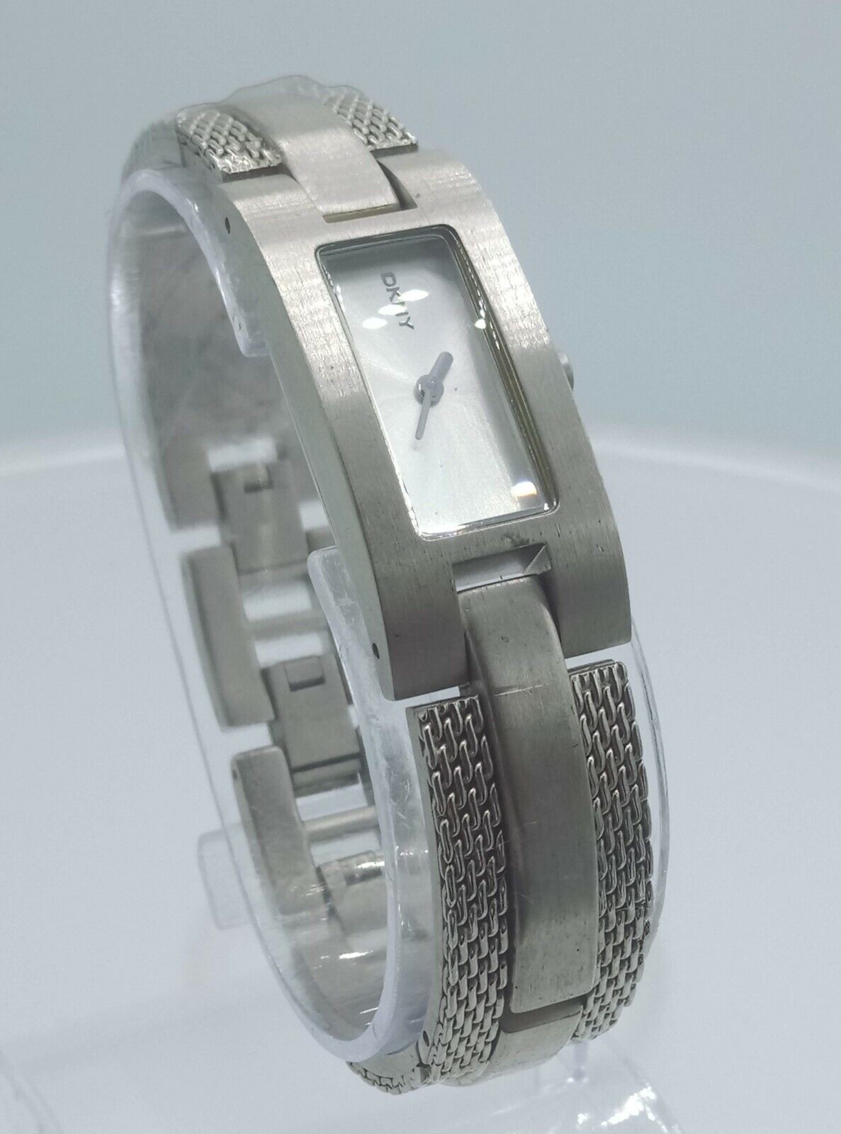 DKNY NY3002 ladies full steel time only watch mesh accents bracelet NY-3002 3ATM