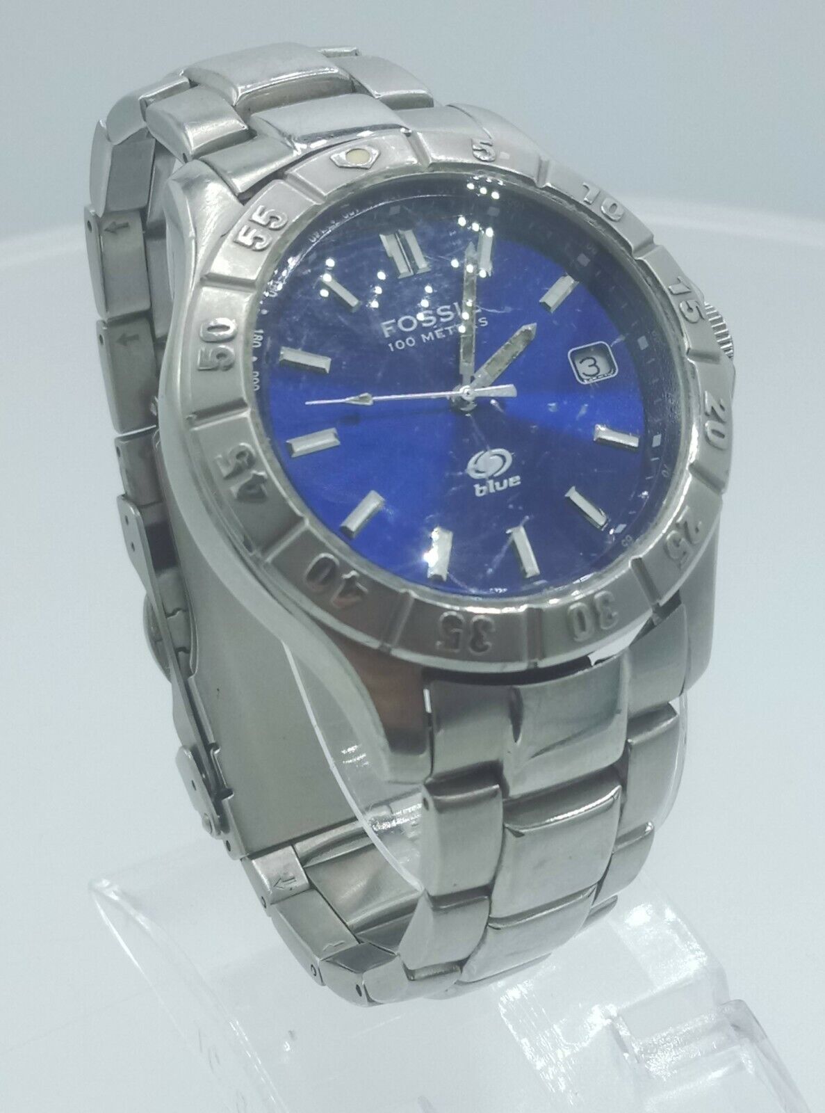 Fossil Blue AM3772 men's watch solid stainless steel AM-3772 analog 10 ATM