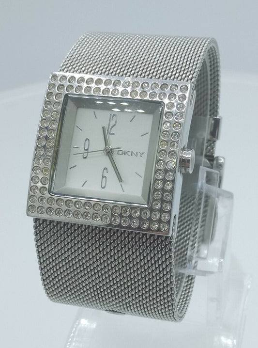 DKNY NY3404 ladies full steel time only watch diamonds inserts NY-3404 3 ATM